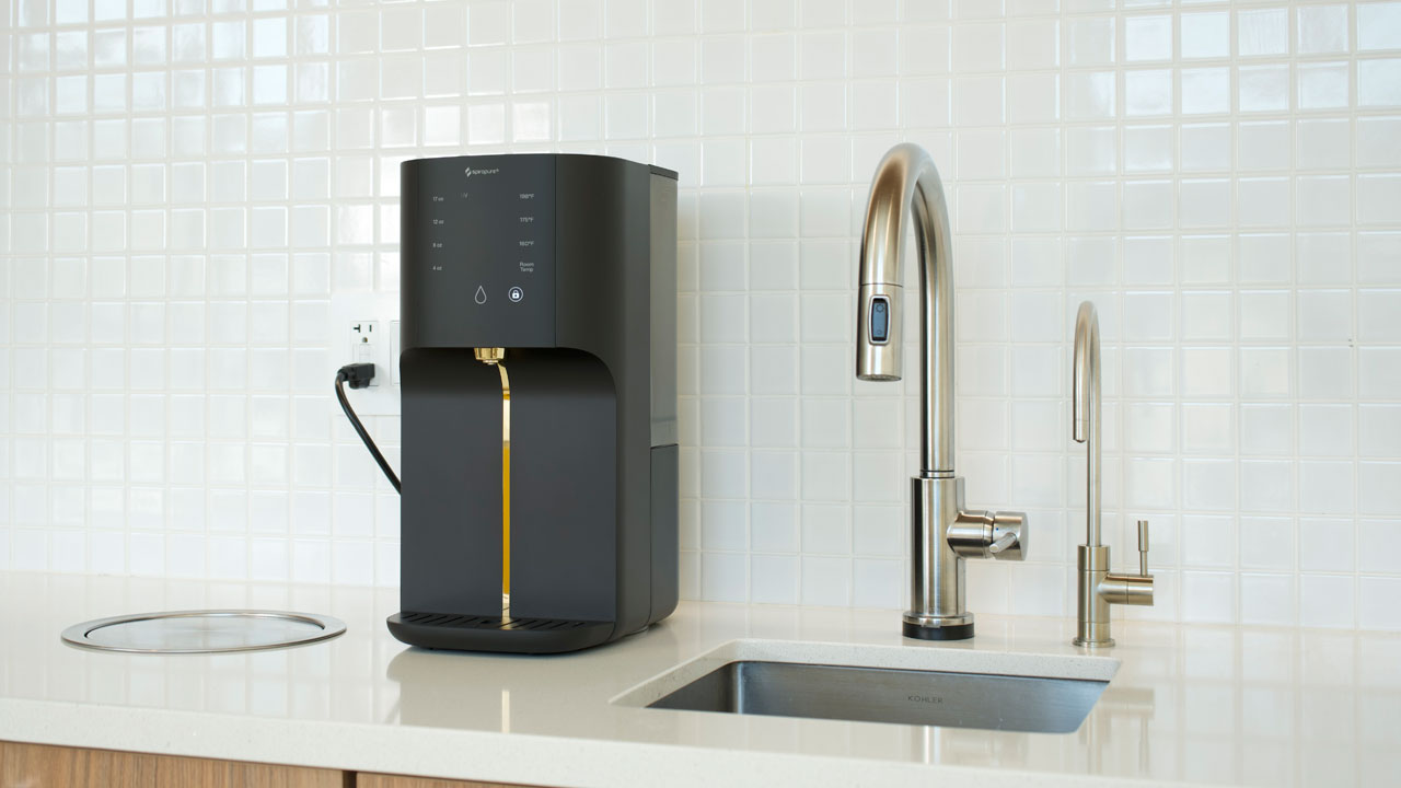 Modern kitchen with a faucet and SpiroPure water filter