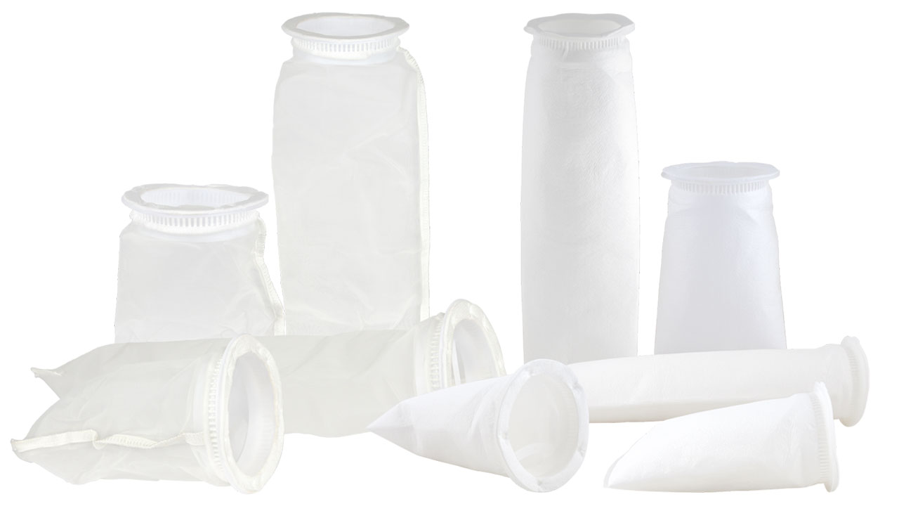 A selection of bag filters in different standard sizes #1, #2, #3, and #4